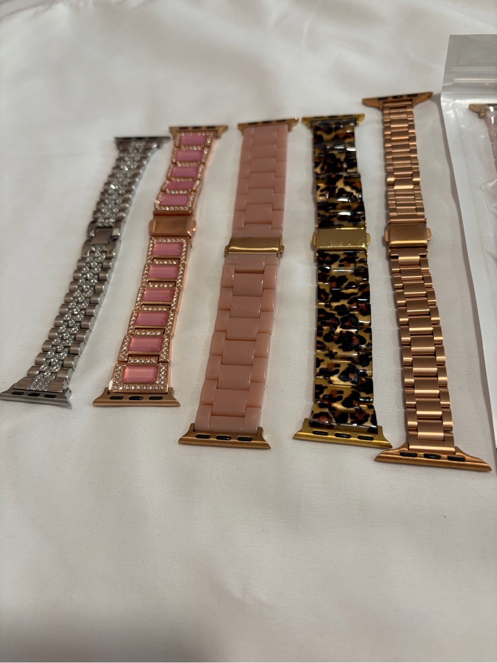 Rose Gold, Pink, Tortoiseshell (6) Apple Watch Band bundle includes tool.
